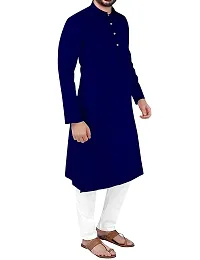 Fshway Men's Cotton Regular Kurta (Men's Ethnic Single Kurta_Dark Blue_L)-thumb3