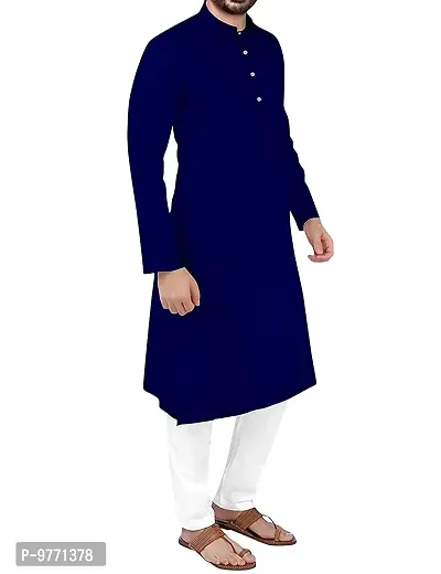 Fshway Men's Cotton Regular Kurta (Men's Ethnic Single Kurta_Dark Blue_L)-thumb4