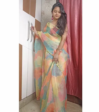 Latest Organza Saree With Organza Blouse Piece ( 5.5 Saree with 0.8 Blouse)