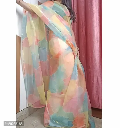 Latest Organza Printed Saree With Organza Blouse Piece ( 5.5 M Saree with 0.8 M Blouse)-thumb2