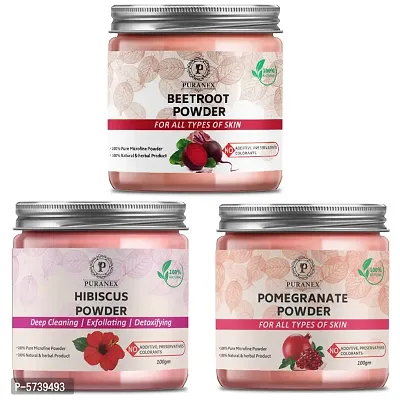Pure  Natural Beetroot Powder  Hibiscus Powder  Pomegranate Powder -100Gm (Combo Pack Of 3) 300Gm-thumb0