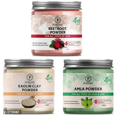 Pure  Natural Beetroot Powder  Kaolin Clay Powder  Amla Powder -100Gm (Combo Pack Of 3) 300Gm