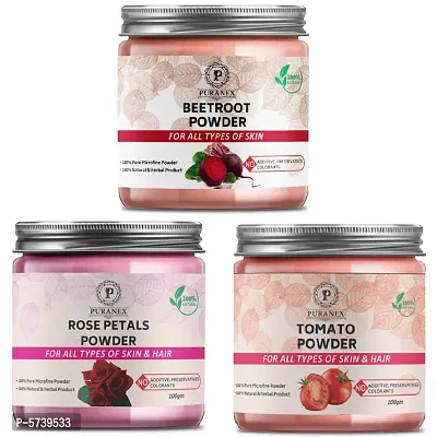 Pure  Natural Beetroot Powder  Rose Powder  Tomato Powder -100Gm (Combo Pack Of 3) 300Gm-thumb0
