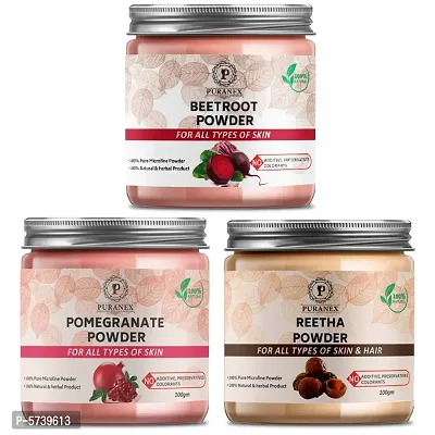 Pure  Natural Beetroot Powder  Pomegranate Powder  Reetha Powder-100Gm (Combo Pack Of 3) 300Gm