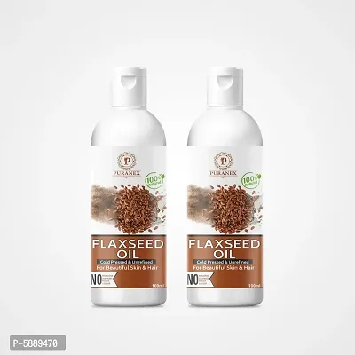 Flaxseed Oil Prevent Skin Irritation, Redness, Allergies of Skin Treat Hair Loss, Stimulate New Hair Growth Skin  Face Care Oil-200 ML (Pack Of 2)