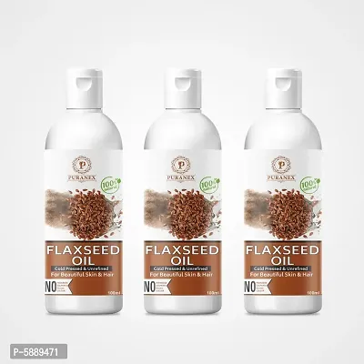 Flaxseed Oil Prevent Skin Irritation, Redness, Allergies of Skin Treat Hair Loss, Stimulate New Hair Growth Skin  Face Care Oil-300 ML (Pack Of 3)