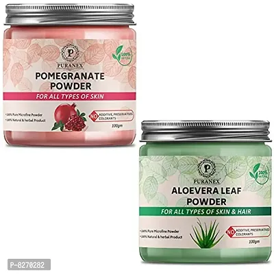 Puranex Pure  Natural Pomegranate Powder  Aloe Vera Leaf Powder 100gm (Combo Pack of 2) 200Gm