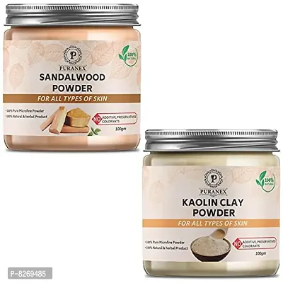 Puranex Pure  Natural Sandal Wood Powder  Kaolin Clay Powder 100gm (Combo Pack of 2) 200Gm-thumb0