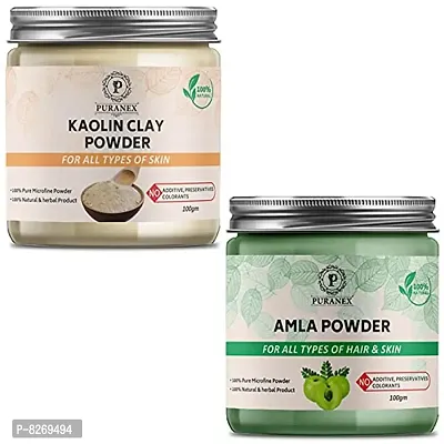 Puranex Pure  Natural Kaolin Clay Powder  Amla Powder 100gm (Combo Pack of 2) 200Gm