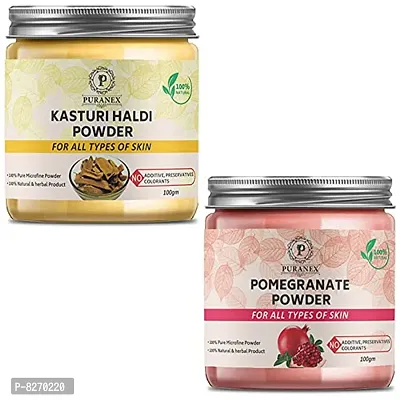 Puranex Pure  Natural Kasturi Haldi Powder  Pomegranate Powder 100gm (Combo Pack of 2) 200Gm