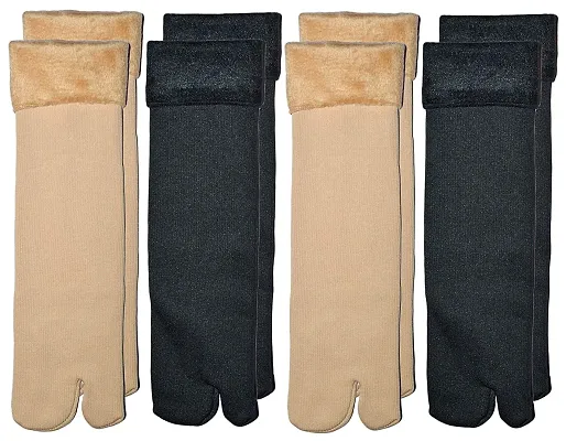 Elegant Velvet Winter Warm Fur Unisex Thermal Thumb Socks- 4 Pairs