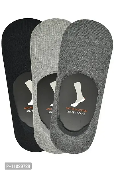 Anti-Slip Unisex Cotton Invisible No Show Cotton Loafer Socks With Anti Slip Silicon Grip ( Pack Of 3)