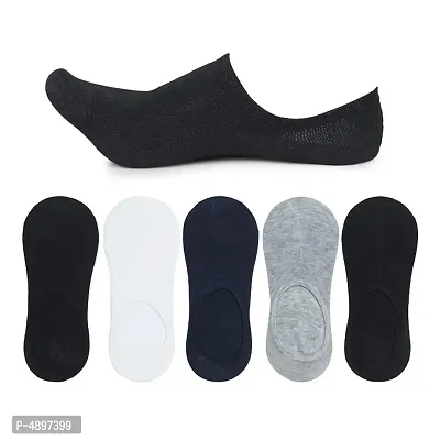 Anti-Slip Unisex Cotton Invisible No show Cotton Loafer Socks with anti slip silicon grip ( Pack of 5)