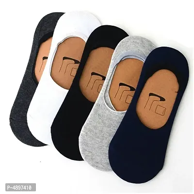 Cotton Invisible No show Cotton Loafer Socks with anti slip silicon grip ( Pack of 5)