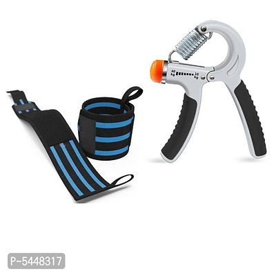 Wrist Support Band with Thumb Loop for Gym With Adjustable Hand Grip Strengthener Hand Gripper Combo