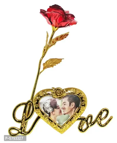 24K gold plated golden Red rose and Beautiful Love Photo Frame Love Stand With unique gift box - best gift for love ones-thumb0