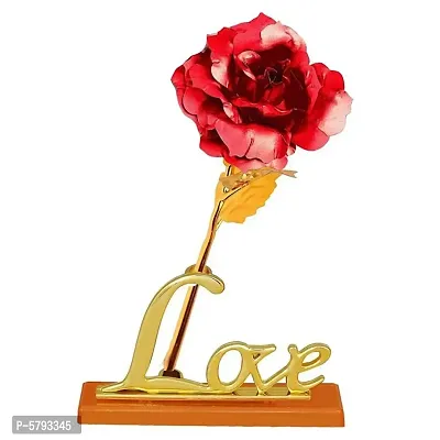 24K Artificial Red Rose for Birthday and Anniversary, 10 Inches( Red with Love Stand)