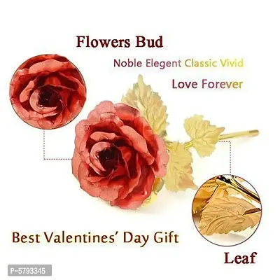 24K Artificial Red Rose for Birthday and Anniversary, 10 Inches( Red with Love Stand)-thumb3