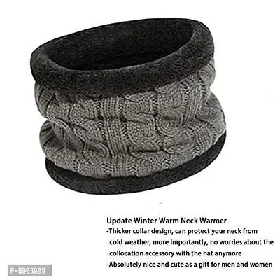 Snow Proof Inside Fur Wool Unisex Beanie Cap with Neck Warmer  Winter Hat for Men  Women (Multi Color)-thumb2