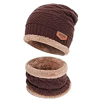 Winter Beanie Hat Scarf Set Warm Knit Hat Thick Fleece Lined Winter Cap Neck Warmer for Men Women (Multi Color)-thumb2