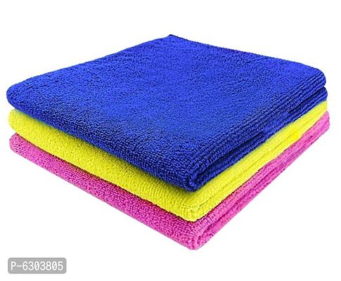 Microfiber Cleaning Cloths, 3pcs 40x40cms 340GSM Multi-Colour Wash Cloth for Kitchen Car Window Stainless Steel Cleaning