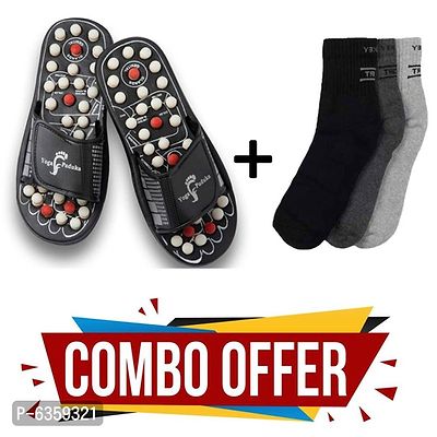 Spring Acupressure Magnetic Therapy Sandals Yoga Paduka Acupressure Foot Relaxer Massager Slipper With 3 Pair Socks Free