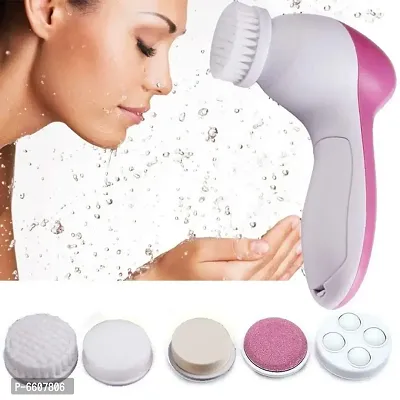 5 in 1 Multifunctional Compact and Portable Face Massager or Beauty Care Brush for Facial Scrub Massage-thumb0