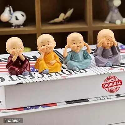 Little Baby Monk Set of 4 Monk Set Cartoon Little Monk Set Decoration Auto Dashboard Car Ornament Toy Home Gift-thumb0