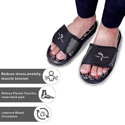 Yoga Paduka Acupressure Foot Relaxer/Foot Massager Slipper/Spring Acupressure Magnetic Therapy Sandals/Rotating Acupressure Foot Slippers for Men Women