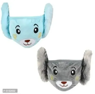 Girls and Boys Warm Winter Face Mask with Plush Ear Muffs Covers, Free size, Pack of 2-thumb0