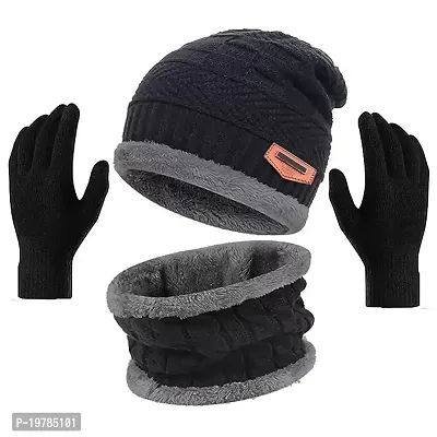 Eastern Club Unisex Wool Winter Neck Scarf, Gloves And Caps (Pack Of 3 Pieces)