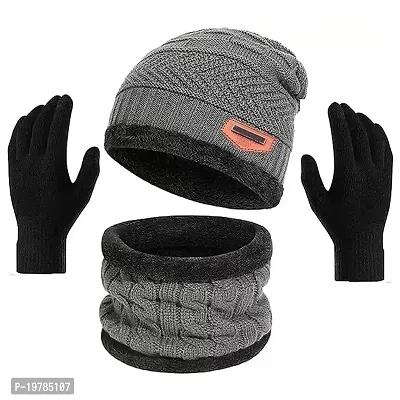 Eastern Club Unisex Wool Winter Neck Scarf, Gloves And Caps (Pack Of 3 Pieces)-thumb0