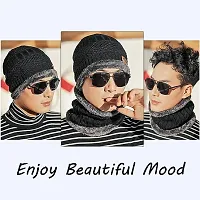 Stylish Fancy Fleece Winter Cap With Neck Scarf For Men And Women-thumb2
