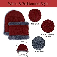 Stylish Fancy Fleece Winter Cap With Neck Scarf For Men And Women-thumb3