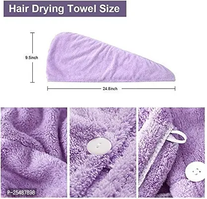 Hair Towel Wrap Absorbent Towel Hair Towel Hair-Drying Bathrobe Hair Warp Towel Microfiber Bath Towel Hair Dry Cap (Multicolor)(Pack of 1)-thumb3