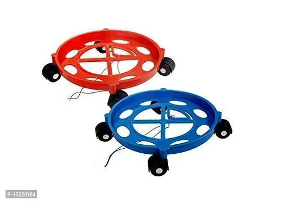 Fill Top Gas Cylinder Trolley with Wheels, 2 Pcs Set Combo Pack (Blue)-thumb2