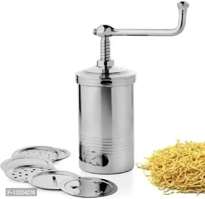 Dream Shopping Stainless Steel Sev Sancha Machine ? 6 Jali Kitchen Press Machine Muruku Maker with 6 Jali Kitchen Tools Stainless Steel ? Sev Sancha Silver