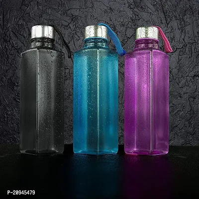 Plastic Square Water Bottle Bubble/Diamond Design 1000Ml, Pack Of 3-thumb3