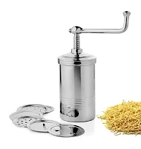 Leavens Stainless Steel Sev Maker Machine with 6 Jaali Murukku Maker/Bhujiya Maker/Noodles Maker/Cookies Maker/Namkeen Maker/Chakali Maker, sev Sancha-thumb3