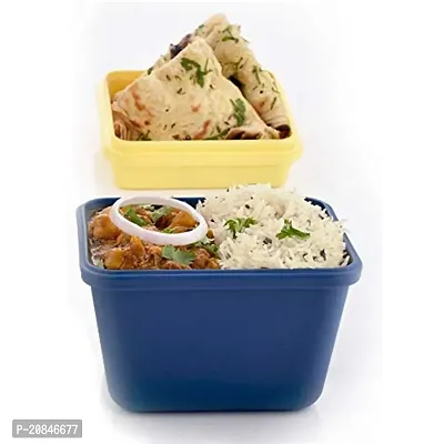 Dream Shopping 2 Layer Perfect Airtight Lunch Box 3 Compartment Tiffin With Handle Push Lock Set Of 1 Blue-thumb2