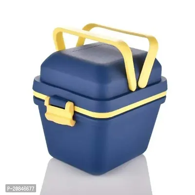 Dream Shopping 2 Layer Perfect Airtight Lunch Box 3 Compartment Tiffin With Handle Push Lock Set Of 1 Blue-thumb0