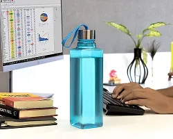 Square Shape Water Bottle Set For Fridge, Office, Gym 1000 Ml Bottle (Pack Of 3, Multicolor, Plastic, Steel-thumb2