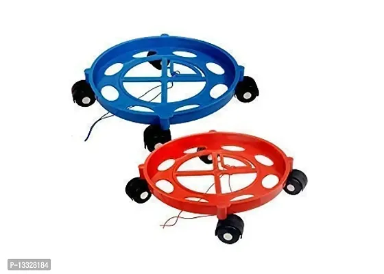 Fill Top Gas Cylinder Trolley with Wheels, 2 Pcs Set Combo Pack (Blue)-thumb0