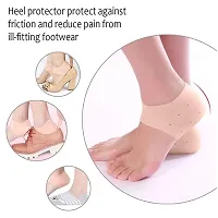 Alertmed ?Cracked Heel Pad Silicone Socks For Heel Swelling Pain Relief ,Dry Hard Heels Repair Foot Care Ankle Support Cushion - For Unisex - (Free Size) (1 Pair)-Beige-thumb2