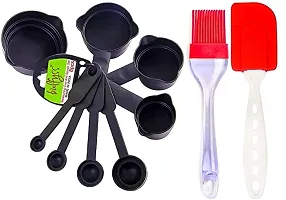 Dream Shopping Combo Food Grade 8Pcs Routineitems Black Measuring Cups and Spoons Set Silicone Series Spatula and Brush Set Made in India-thumb1