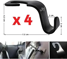 Classic Car Backseat Headrest Hook/Hanger Universal Durable Organizer Space Saver for Handbag, Wallets, Grocery Bags (Black, Pack of 4)-thumb1