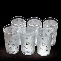 6 Pcs. Plastic Diamond Design Unbreakable Stylish Transparent Water Glass Juice Glass Beer Glass Wine Glass Plastic Glass Set 250 Ml-thumb2