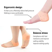 Mahi Silicone Gel Heel Pad Socks For Heel Swelling Pain Relief,Dry Hard Cracked Heels Repair Cream Foot Care Ankle Support Cushion,For Men And Women (Beige, Free Size - 1 Pair)-thumb3