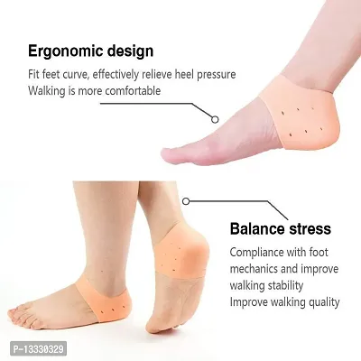 Mahi Silicone Gel Heel Pad Socks For Heel Swelling Pain Relief,Dry Hard Cracked Heels Repair Cream Foot Care Ankle Support Cushion,For Men And Women (Beige, Free Size - 1 Pair)-thumb4