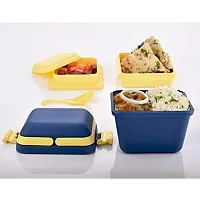 Activeware 3 In 1 Dieting Airtight Lunch Box Set/ 3 Compartment Tiffin With Handle And Push Lock | Plastic Tiffin Box For Travelling, School Kids And Office Lunch Box Blue-thumb3